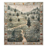 The Evergreen Elegance Hand Tufted Rug showcases a serene landscape design, featuring lush green hills and scattered trees. Perfect for adding warmth to your living room or bedroom, this wool area rug combines artistic beauty with functional elegance, making it an ideal choice for those seeking unique rugs for their living spaces.