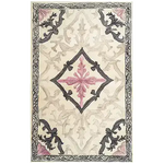 Elegant Fabled Petal Crest Hand Tufted Area Rug featuring intricate floral patterns in soft hues, perfect as a dining table rug in a dining room. Crafted from high-quality wool, this rug adds a touch of sophistication and warmth.