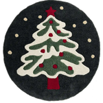 Festive Evergreen Round Hand Tufted Rug The "Festive Evergreen Round Hand Tufted Rug" showcases a beautiful evergreen design, perfect for bringing holiday cheer and natural elegance to your home. Handcrafted with care, this plush rug adds a cozy, festive touch to any room during the season.
