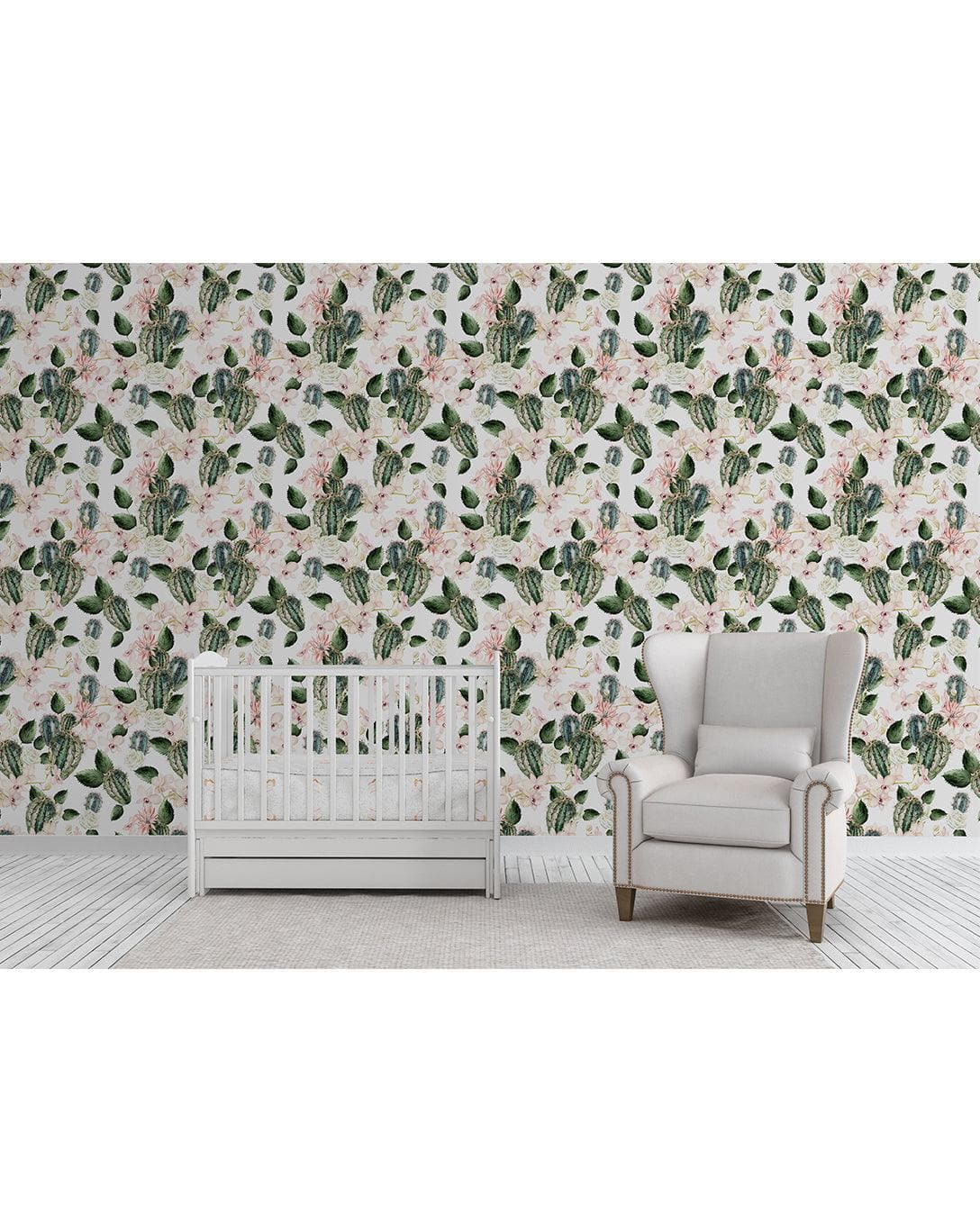Floral Hibiscus Roses and Greenery Wallpaper Floral Green Cactus Rose and Orchids Removable Wallpaper 