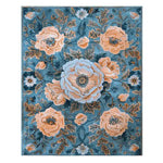 This stunning Floral Intrigue Hand Tufted Rug showcases a vibrant pattern of large, blooming flowers in shades of peach and cream against a rich teal background. Perfect as an area rug, it adds a touch of elegance to any office or living room setting. Crafted from high-quality wool, this floral rug combines beauty and durability, making it an ideal choice for living room area rugs and rugs for office spaces.