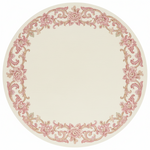 Round rug with pink floral patterns on a white background