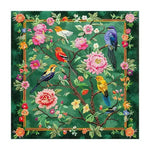 Garden of Eden Hand Tufted Rug featuring a vibrant design of colorful birds and flowers, ideal as a large area rug for living room or office. This wool square rug adds a touch of nature with its intricate pattern, perfect for those seeking unique office rugs or large area rugs.