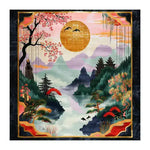 The Golden Sunrise Hand Tufted Rug is a stunning area rug that combines vibrant colors and artistic design. Featuring a picturesque scene of a sunrise over a serene landscape with birds, trees, and mountains, this large area rug is perfect for adding a touch of elegance to your living room. Crafted from wool, it showcases intricate floral patterns that enhance its beauty, making it an ideal choice for those seeking a floral rug with a luxurious feel.
