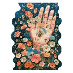 A vibrant area rug titled 'Hand of Nature Hand Tufted Rug' featuring a unique design with a central hand surrounded by colorful, intricate floral patterns. This wool rug is ideal for adding a touch of nature to large living spaces, perfect for living room rugs 8x10 dimensions. The rich colors and detailed floral motifs make it a standout piece among large living room rugs.