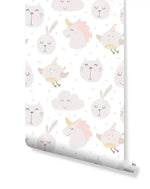 Pastel Color Cute Animals Kids Room Removable Wallpaper