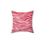 Pink Power Puff throw pillow featuring a vibrant zebra stripe pattern, perfect for home decor and adding a pop of color to any space.