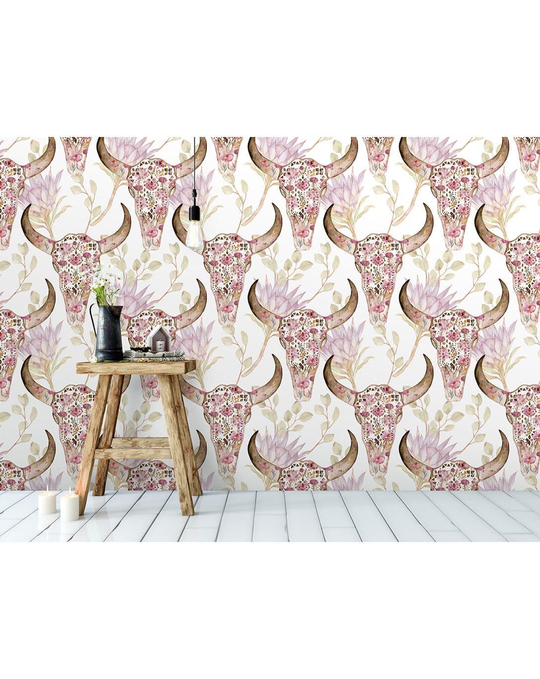 Protea Flowers With Skulls Removable Wallpaper Protea Flowers With Skulls Removable Wallpaper 