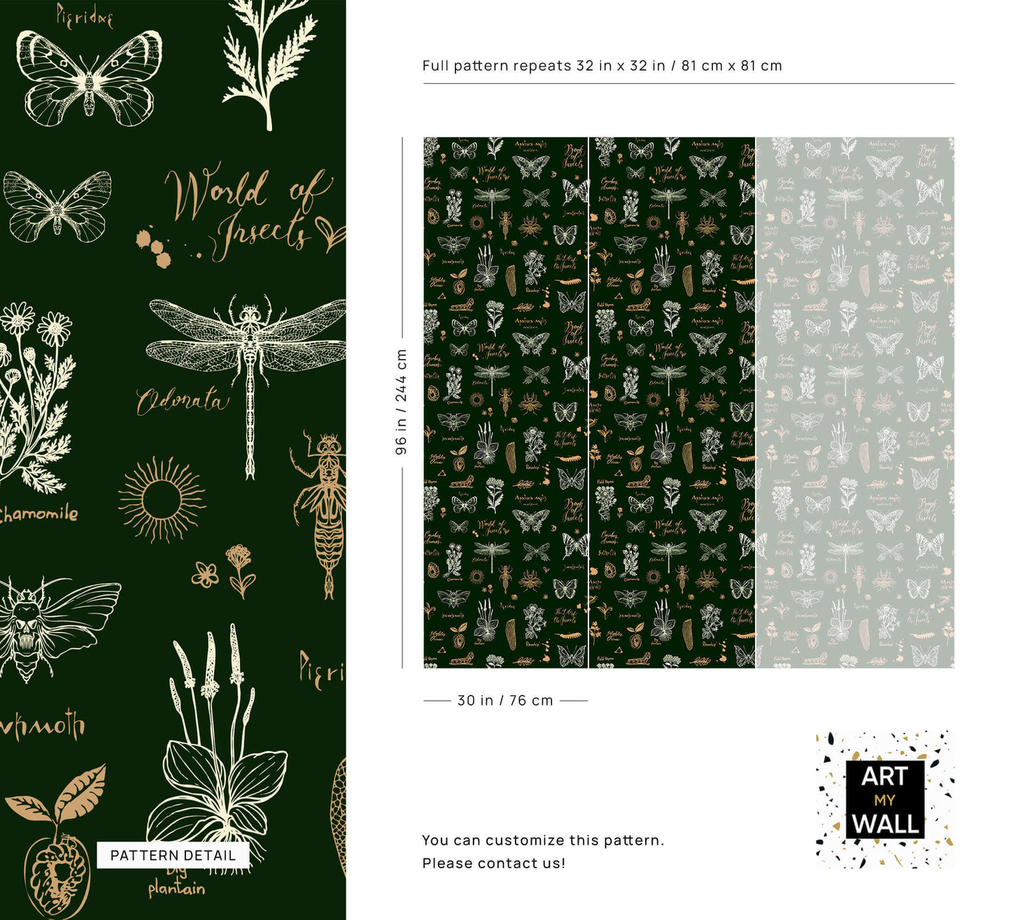 Retro Botanical Insect Lattice Wallpaper