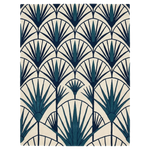 Teal Deco Palm Hand Tufted Wool Rug