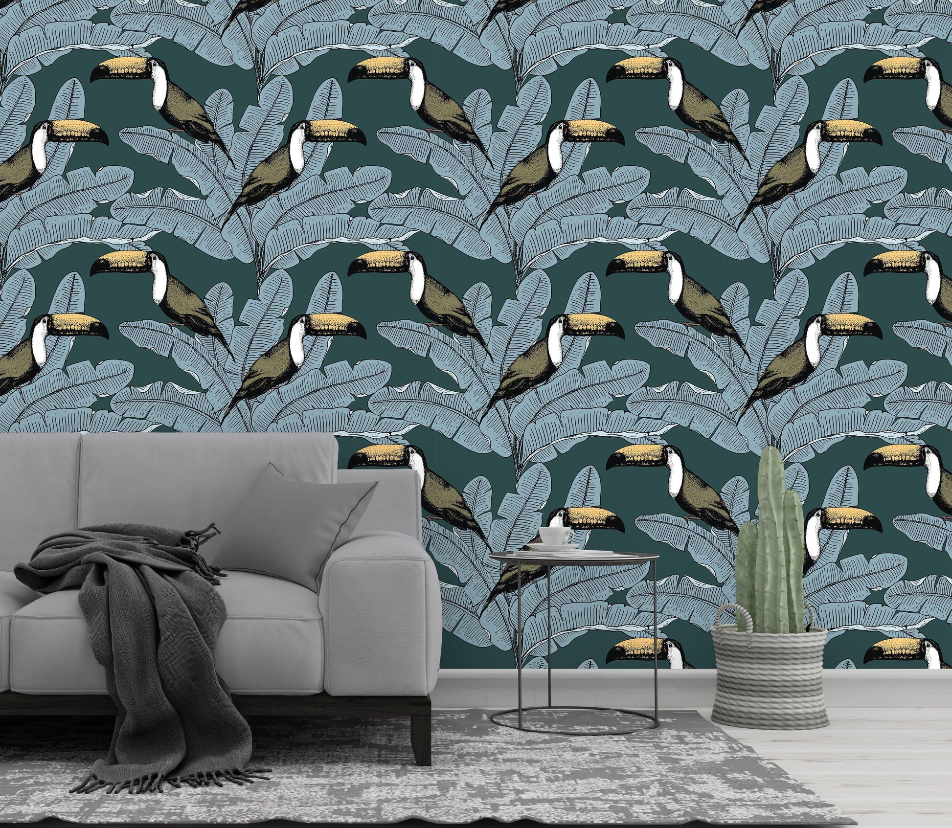 Tropical Toucan Palm Leaves Removable Wallpaper Tropical Toucan Palm Leaves Removable Wallpaper 