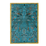 Elegant Birds of Paradise Traditional Hand Tufted Wool Rug in blue, perfect for enhancing any office or living space. This 8x10 area rug features intricate bird and foliage patterns, ideal for adding a touch of sophistication to office rugs or living room decor.