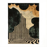 Black and Gold Striped Hand Tufted rug