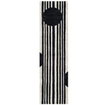 Contemporary Blossom Symphony Hand Tufted Wool Runner Rug featuring bold black and white geometric patterns, perfect for adding a stylish touch to kitchens, hallways, or bathrooms.