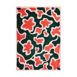 Top view of the Blossoming Garden Harmony Hand Tufted Wool Area Rug featuring an abstract floral pattern with vibrant pink and green colors on a soft cream background.