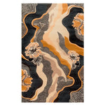 The Botanic Scroll Mirage Hand Tufted Rug showcases a stunning abstract floral design with earthy tones of orange, beige, and black. This luxurious wool area rug is perfect for adding a touch of elegance to living room spaces. Ideal for those seeking a floral rug that combines style and comfort in their living room area rugs selection.