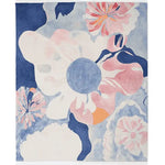 Bright and colorful Botanical Dream Tapestry Hand Tufted Area Rug featuring abstract floral patterns in pink, blue, and white hues. This contemporary rug, made of wool, is perfect for adding a vibrant touch to any living room space.