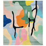 Vibrant Branching Color Field Hand Tufted Area Rug featuring an abstract design with bold, colorful shapes. Perfect for adding a contemporary touch to living room area rugs, this wool rug stands out as a unique choice for rugs for living room settings.