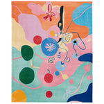 Vibrant Candyflora Kinetic Field Hand Tufted Area Rug featuring an abstract design with colorful shapes and patterns, perfect for adding a pop of color to any living room. This contemporary wool rug, available in an 8x10 size, offers a stylish and modern touch ideal for living room rugs.