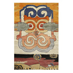 A vibrant and artistic Cloudscape Garden Hand Tufted Area Rug featuring abstract designs in bold colors. This wool rug is perfect for adding a touch of creativity and warmth to dining room spaces, serving as an ideal dining room carpet.