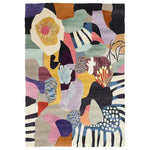 This vibrant area rug, titled 'Color Bloom Chaos Hand Tufted Rug', showcases a stunning abstract design with a mix of multicolored patterns. Perfect for adding a splash of color to large living rooms, this contemporary wool rug features intricate details and bold shapes, making it a standout piece among living room area rugs.