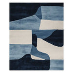 Stylish hand-tufted area rug featuring an abstract design with shades of blue and white, perfect for contemporary living rooms. This wool rug adds a touch of modern elegance to any space, making it an ideal choice for those seeking unique living room area rugs.