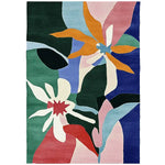 Vibrant Color Mirage Flora Hand Tufted Area Rug featuring an abstract floral design with bold, multicolored patterns. Perfect as a wool rug for contemporary living room area rugs, adding a splash of color and modern style.