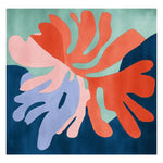 Vibrant Color Parade Bloom Hand Tufted Area Rug featuring an abstract design with bold red, green, and blue organic shapes. Perfect as a square rug for a contemporary living room, this large wool rug adds a splash of color and style to any space.