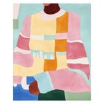 Vibrant area rug featuring an abstract design with bold colors and geometric shapes, perfect for adding a contemporary touch to a living room. This wool rug showcases a mix of pink, yellow, blue, and green hues, making it an ideal choice for those seeking stylish area rugs for living room decor.