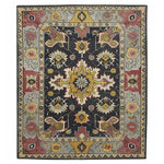 Vibrant hand-tufted area rug featuring a rich mix of colors and intricate patterns, perfect for enhancing a living room or dining room. This wool rug showcases a traditional design that's ideal as a dining table rug centerpiece.