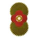 The Daisy within Daisy Pleated Hand Tufted Wool Rug Runner features a striking floral design with bold red and green hues. This unique area rug is perfect for adding a vibrant touch to kitchen runner rugs, large living room rugs, or as a hallway runner rug. Made from high-quality wool, it's a stylish and durable choice for living room area rugs or even a bathroom runner rug.