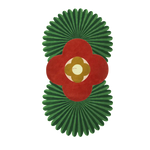 Daisy within Daisy Pleated Hand Tufted Wool Rug Runner - Red