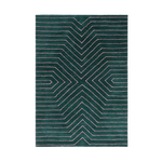 Elegant dark teal geometric hand-tufted wool area rug, perfect for a stylish bedroom or enhancing large living room spaces. This living room rug, sized 8x10, features a striking pattern that adds a modern touch to any decor.