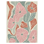 Dreamy Bloom Flow Hand Tufted Area Rug featuring an abstract floral design in soft pink, green, and terracotta hues. This contemporary rug is an ideal choice for adding a touch of elegance to your living room. Perfect for those looking for living room rugs 8x10, this wool rug offers both style and comfort, making it a stunning living room area rug.