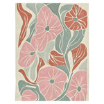 Dreamy Bloom Flow Hand Tufted Area Rug featuring an abstract floral design in soft pink, green, and terracotta hues. This contemporary rug is an ideal choice for adding a touch of elegance to your living room. Perfect for those looking for living room rugs 8x10, this wool rug offers both style and comfort, making it a stunning living room area rug.