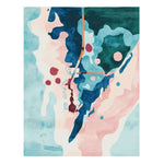 Vibrant Electric Land Pulse Hand Tufted Area Rug featuring an abstract design in shades of blue, pink, and teal, ideal for contemporary living rooms. This wool rug adds a dynamic touch to any space, making it a perfect choice for area rugs for the living room.