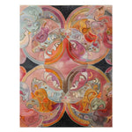 Vibrant and intricate Elysian Whirls Hand Tufted Wool Area Rug featuring swirling abstract patterns in shades of pink, orange, and blue. The rug showcases detailed craftsmanship and a bold design, perfect for adding a pop of color and style to any room.