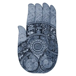 Intricately designed Engraved Buddha Hand Shaped Rug, perfect for adding a unique touch to your living room. This wool area rug features detailed patterns ideal for living room rugs 8x10, elevating the aesthetic of any space with its artistic design.