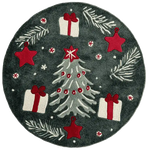 Festive Whimsy Rug Round Hand Tufted Wool Rug Maia Homes The "Festive Whimsy Round Hand Tufted Rug" features a playful, colorful design that adds a fun and cheerful vibe to your holiday decor. Handcrafted for durability and comfort, this rug enhances any space with its festive charm.