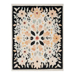 This beautiful area rug showcases a hand-tufted floral design in wool, perfect for adding a touch of elegance to your living room. The intricate pattern features soft hues of peach, cream, and grey against a dark background, making it an ideal choice for living room rugs 8x10. This floral rug not only enhances the decor but also provides comfort underfoot, making it a stylish and practical addition to any living room area.