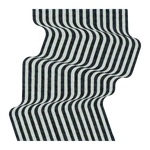 A stylish black and gray wool area rug featuring an eye-catching flowing illusion design. Perfect for adding a contemporary touch to any space, this vintage rug is ideal for use as a hallway runner rug, in a dining room, or as a large living room rug. Its unique pattern makes it a standout piece for modern interiors.