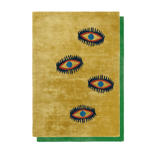 Four Evil Eyes Viscose Hand Tufted Wool Rug - MAIA HOMES