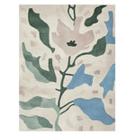 The Fragmented Floral Dream Hand Tufted Area Rug showcases a contemporary design with abstract floral patterns in soft pastel hues. This wool rug is perfect for adding a touch of elegance to large living rooms. Its unique blend of colors includes shades of green, blue, and beige, making it an ideal choice for those seeking stylish rugs for living room decor.