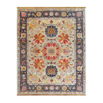 Elegant hand-knotted area rug with vibrant floral patterns, perfect for large living rooms. This Persian-inspired rug showcases intricate designs in rich colors, making it an ideal centerpiece for any living room area.