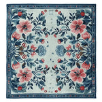 Beautiful Gilded Floral Prayer Hand Tufted Area Rug with intricate floral design featuring pink and blue flowers, perfect for adding elegance to any living room. This square area rug is made from high-quality wool, ideal for large living room spaces.