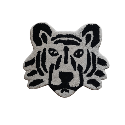 Gray Lion Face Hand Tufted Rug - MAIA HOMES