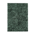 Top view of a Green Maze Hand Tufted Wool Rug, featuring an intricate maze-like pattern. This contemporary area rug, perfect for large living rooms, showcases a unique design in shades of green, offering a stylish and comfortable addition to your home decor.