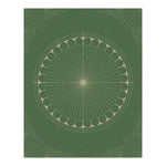 A stylish Green Moon Art Deco hand tufted wool rug, perfect for enhancing any living room. This area rug features a striking geometric pattern with a circular design, adding a touch of sophistication to your space.