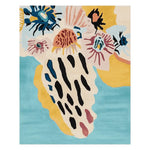 Vibrant Groovy Garden Forms Hand Tufted Area Rug featuring bold abstract floral patterns in blue, yellow, and cream. This contemporary wool rug is perfect for adding a splash of color to your living room. Ideal as an 8x10 living room rug, it combines style and comfort beautifully.