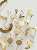 Hammered Brass Geometric Cabinet Drawer Knob A. Brass